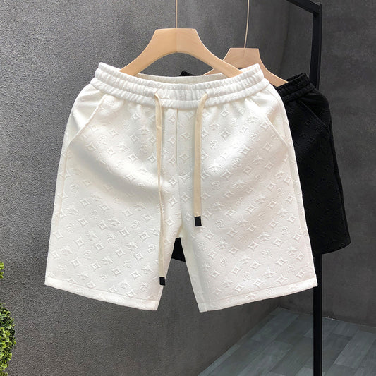 White Jacquard Shorts For Men Shorts